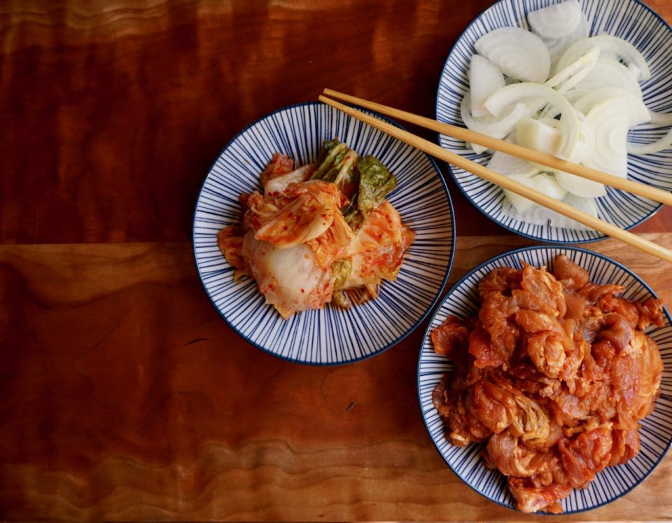 Pork and Kimchi ingredients