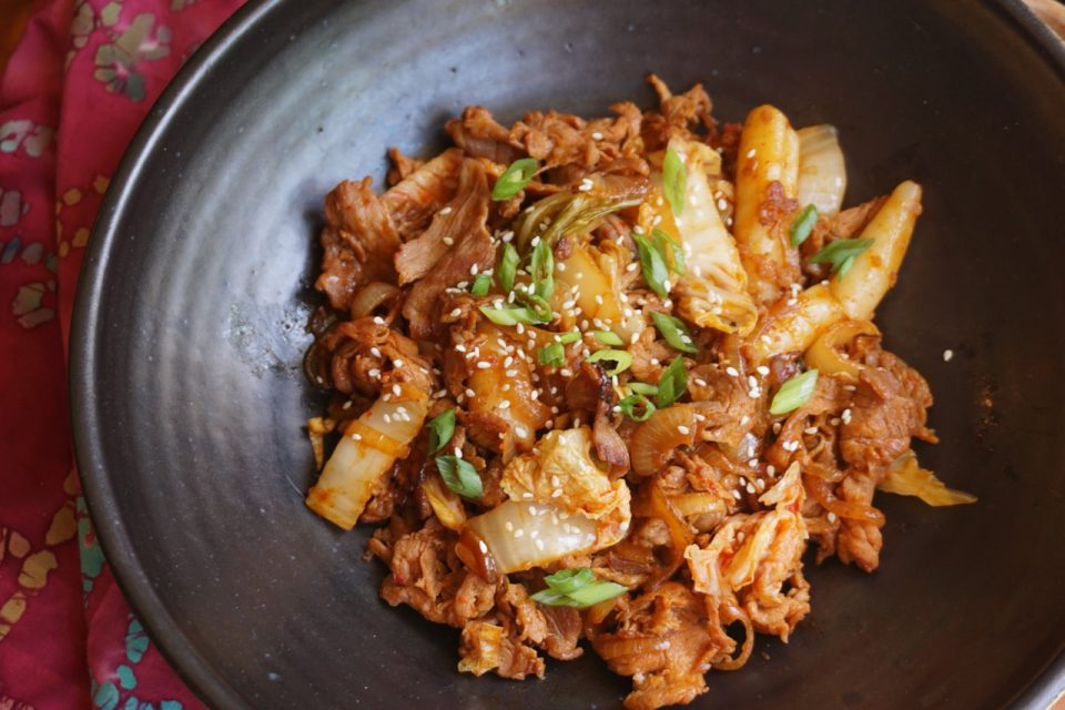 Stir-fried pork and kimchi