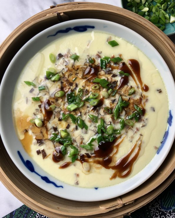 Silky Steamed Eggs With Mushrooms Recipe