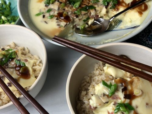 Silky Steamed Eggs With Mushrooms Recipe